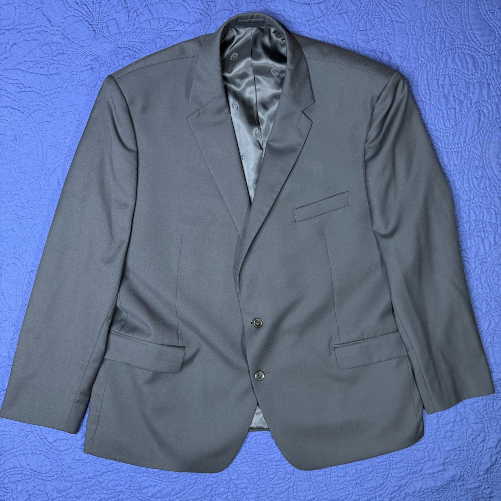 Ralph Lauren Mens Black Blazer 50r Wool Suit Jacket Classic 2 Button Xl Xxl